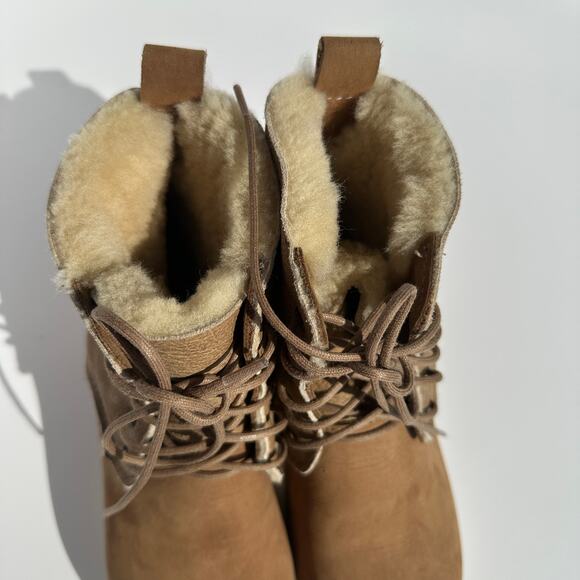 No. 6 Store Lander Lace Up Shearling Clog Boot on Mid Tread Size 38 Honey EUC - Picture 10 of 16